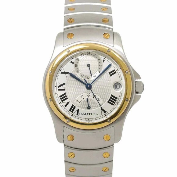 Cartier Santos Round GMT W20038R3 YG Automatic Silver Dial Mens Dial 90282820 - Picture 1 of 7